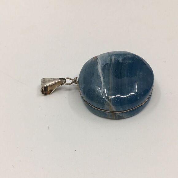 Blue Calcite Sterling Silver wire wrapped Pendant - Picture 4 of 11
